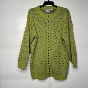 Women’s Venezia Sportswear Cardigan Sweater Green Button Front Size 18/20